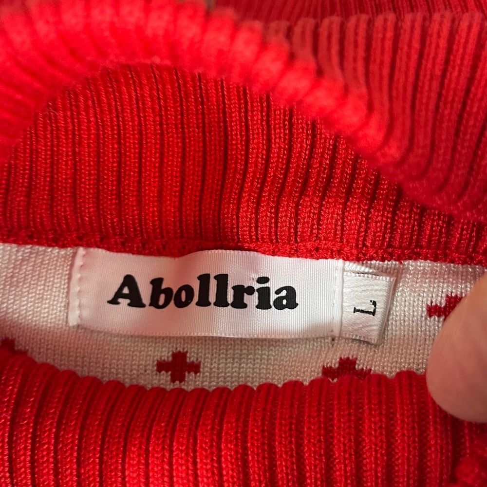 Abollria Red Turtleneck Fair Isle Holiday Reindeer Sweater Knit Size L - Picture 8 of 10